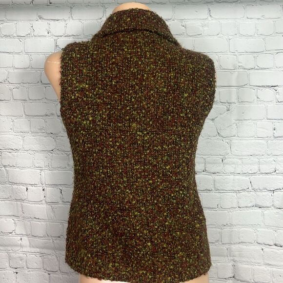 Beyond Threads Brown and Green Boucle Textured Zip-Up Vest Size Small - Picture 6 of 8